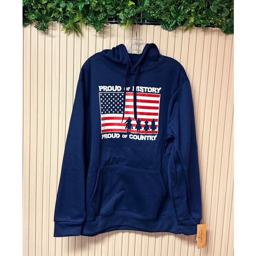 American Legends 'Proud of History' Hoodie Unisex L Navy NWT
